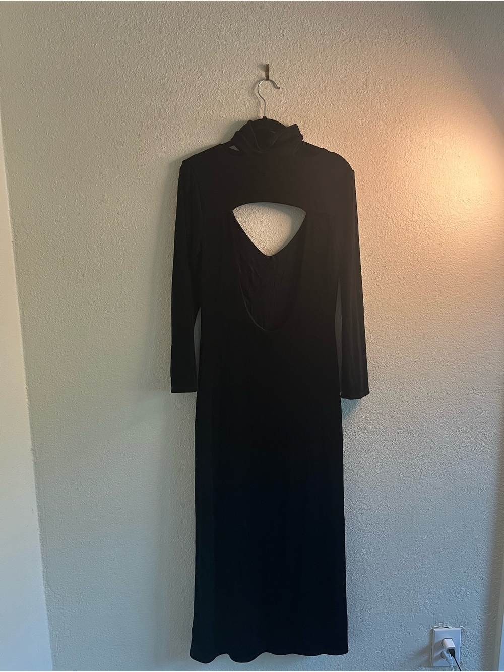 Free People Black Glam Gothic Long Sleeve Cutout Maxi Dress with Turtleneck